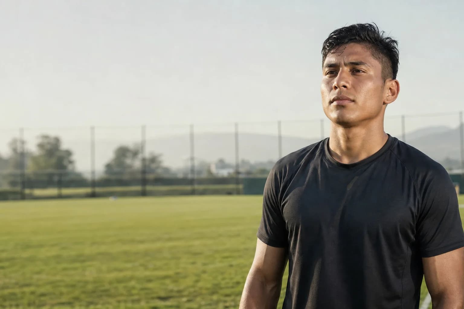 Football player on a training pitch